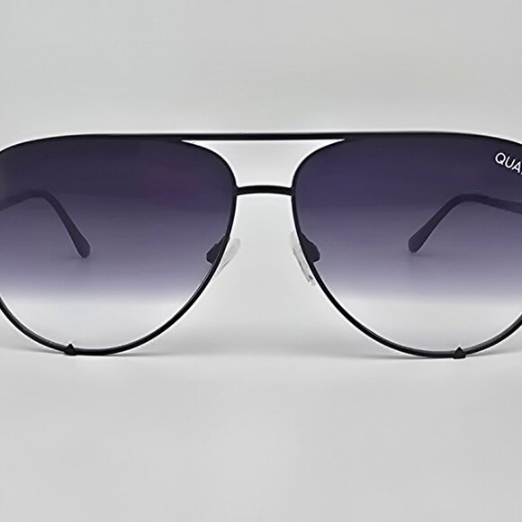 Quay Australia High Key Black Frame Fade Lens Large Aviator Sunglasses 63-18-140 main image 13